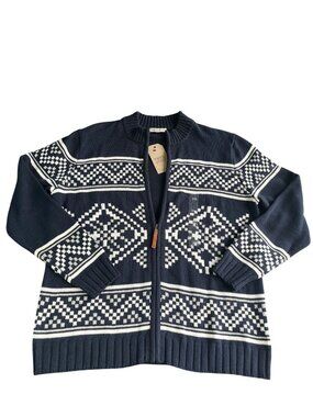 Women's Frye and Co NWT Mock Neck Full Zip Sweater - Navy Night Sky Size 2XL